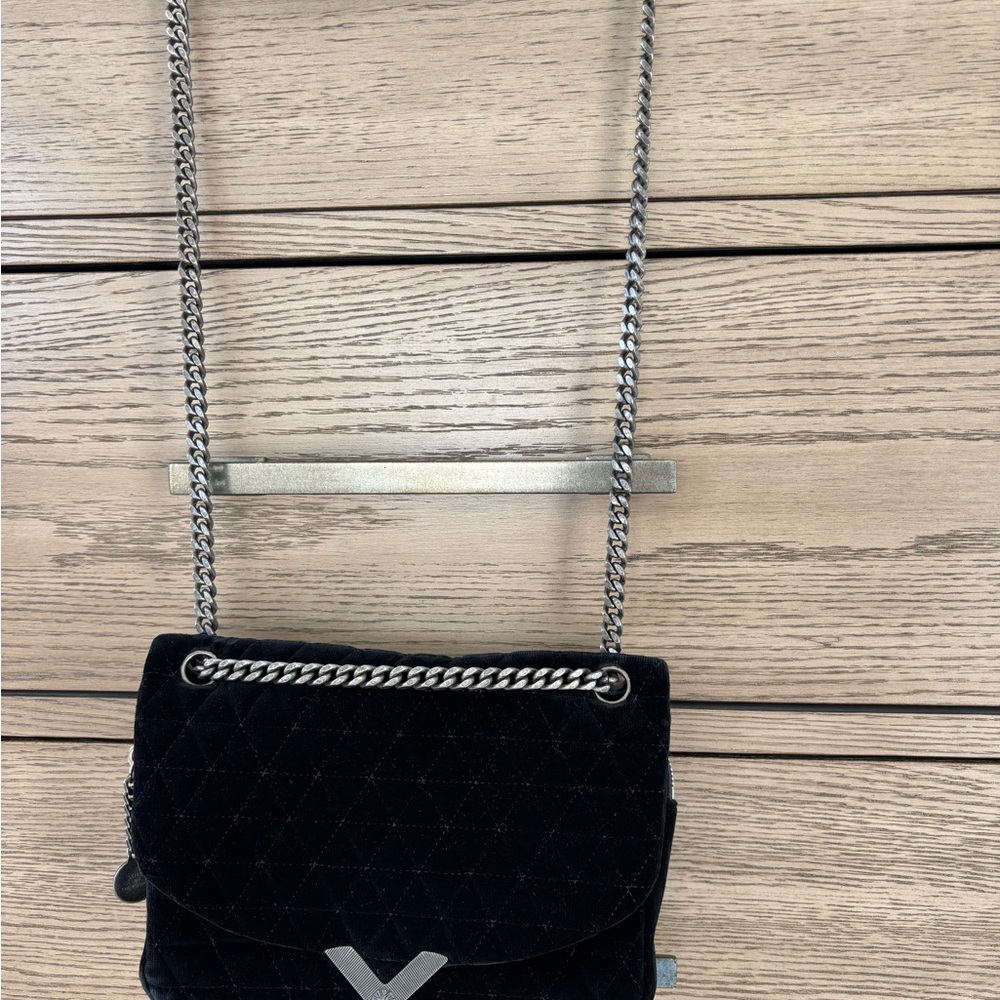 The Kooples - Black Suede Quilted Chain Bag